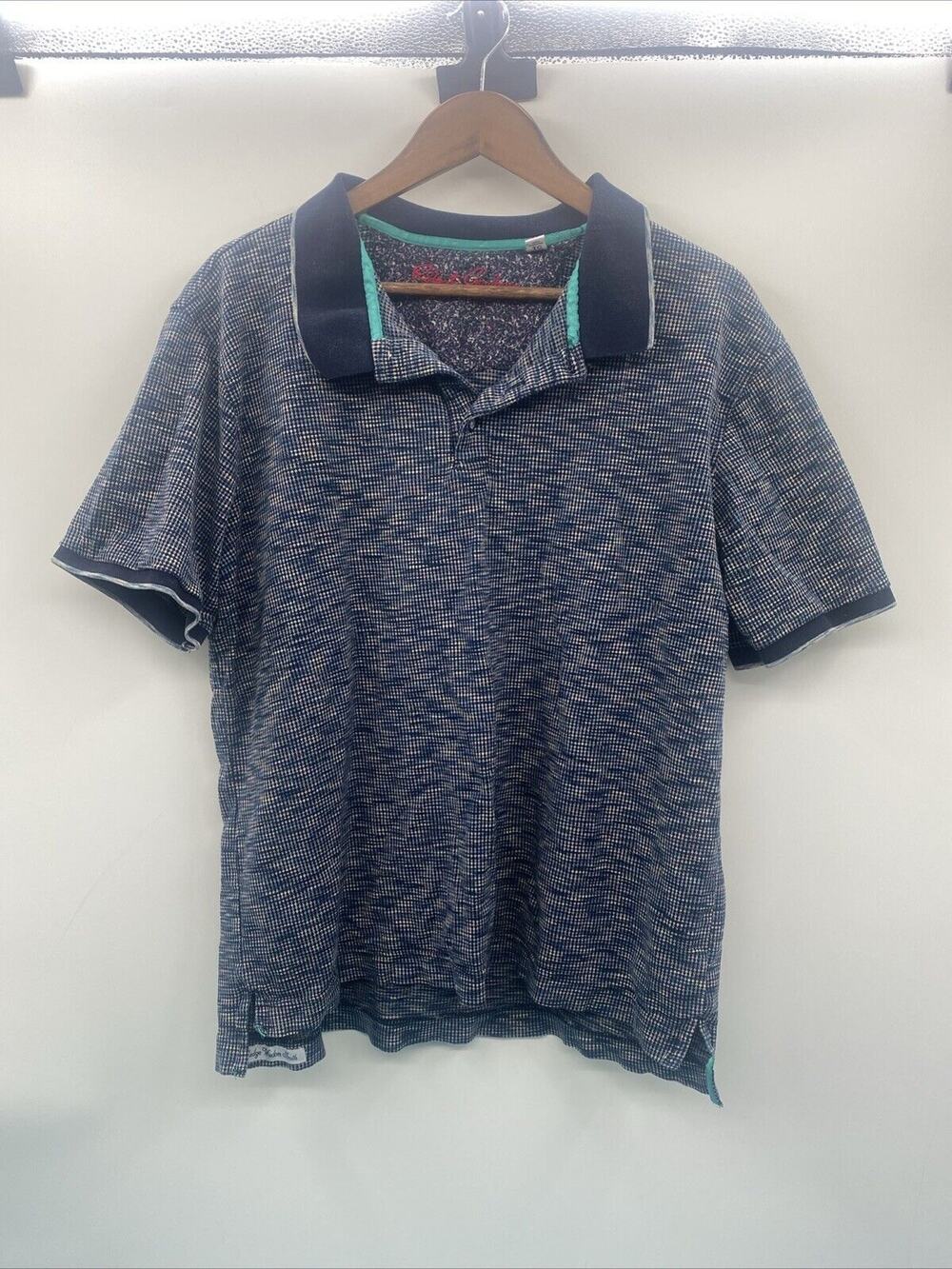 Robert Graham classic fit blue polo shirt Mens Size XL